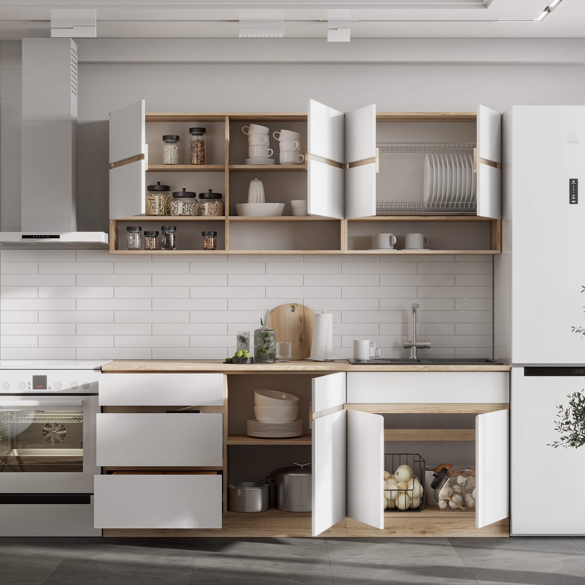 КГ "Брауни" 2,0м Дуб Делано/Белый/Дуб Сонома