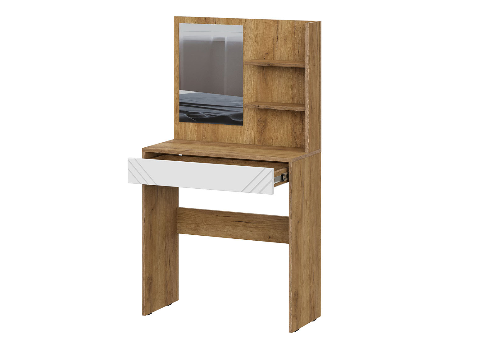 МС "Байкал" Стол туалетный (Зеркало) Дуб Золотой/Белый матовый МР